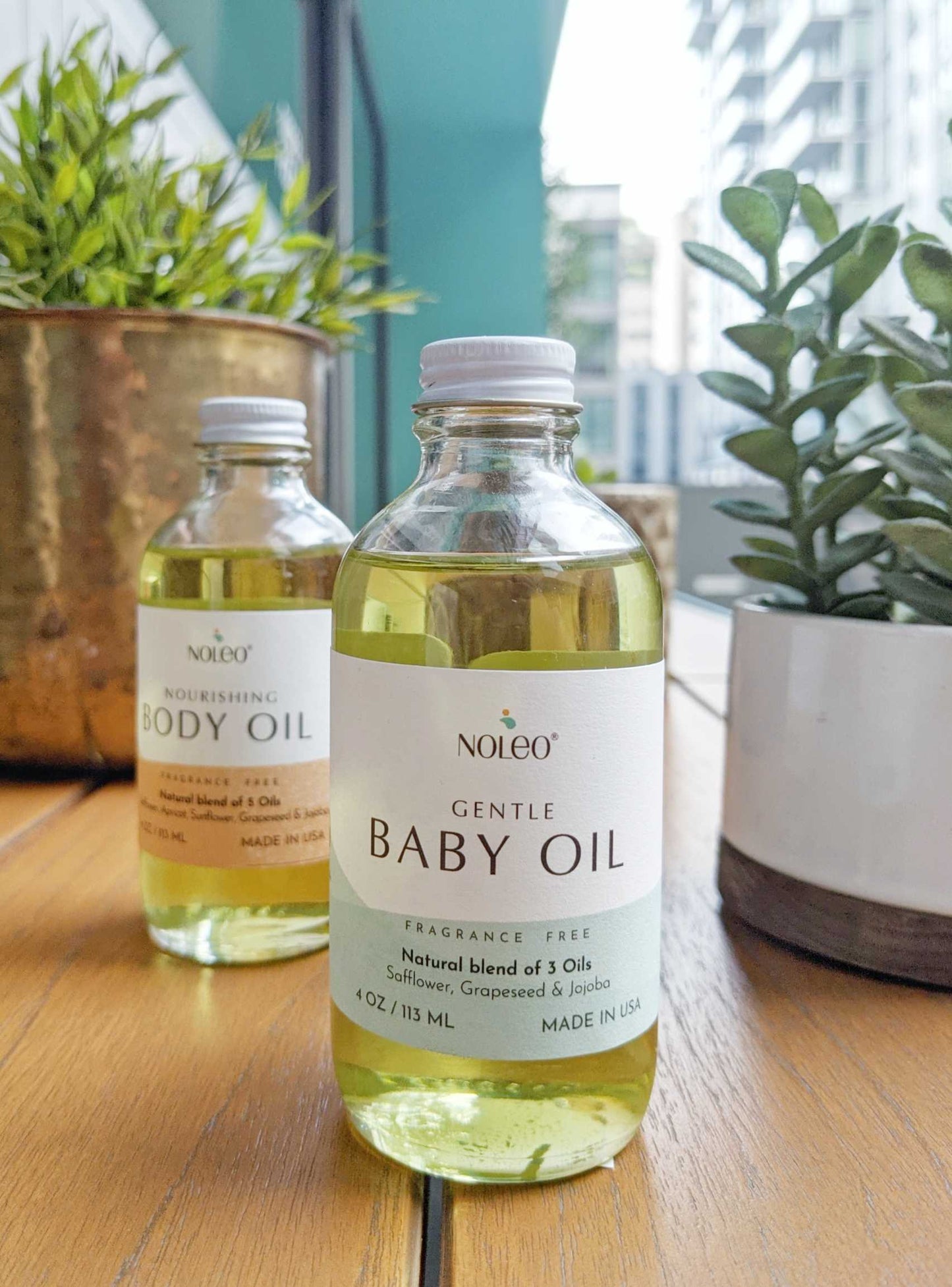 NOLEO Gentle Baby Oil – Natural Massage Oil for Babies | Soothes, Relaxes & Nourishes Delicate Skin | 4oz Glass Bottle