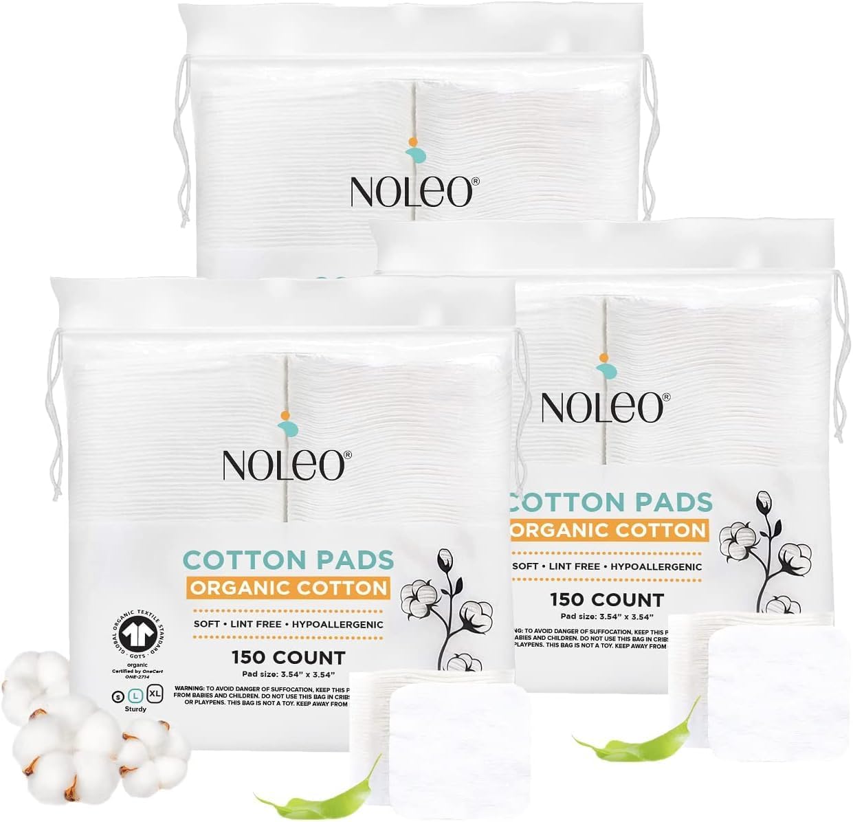 Organic Cotton Cleansing Pads - Large (150 Count)