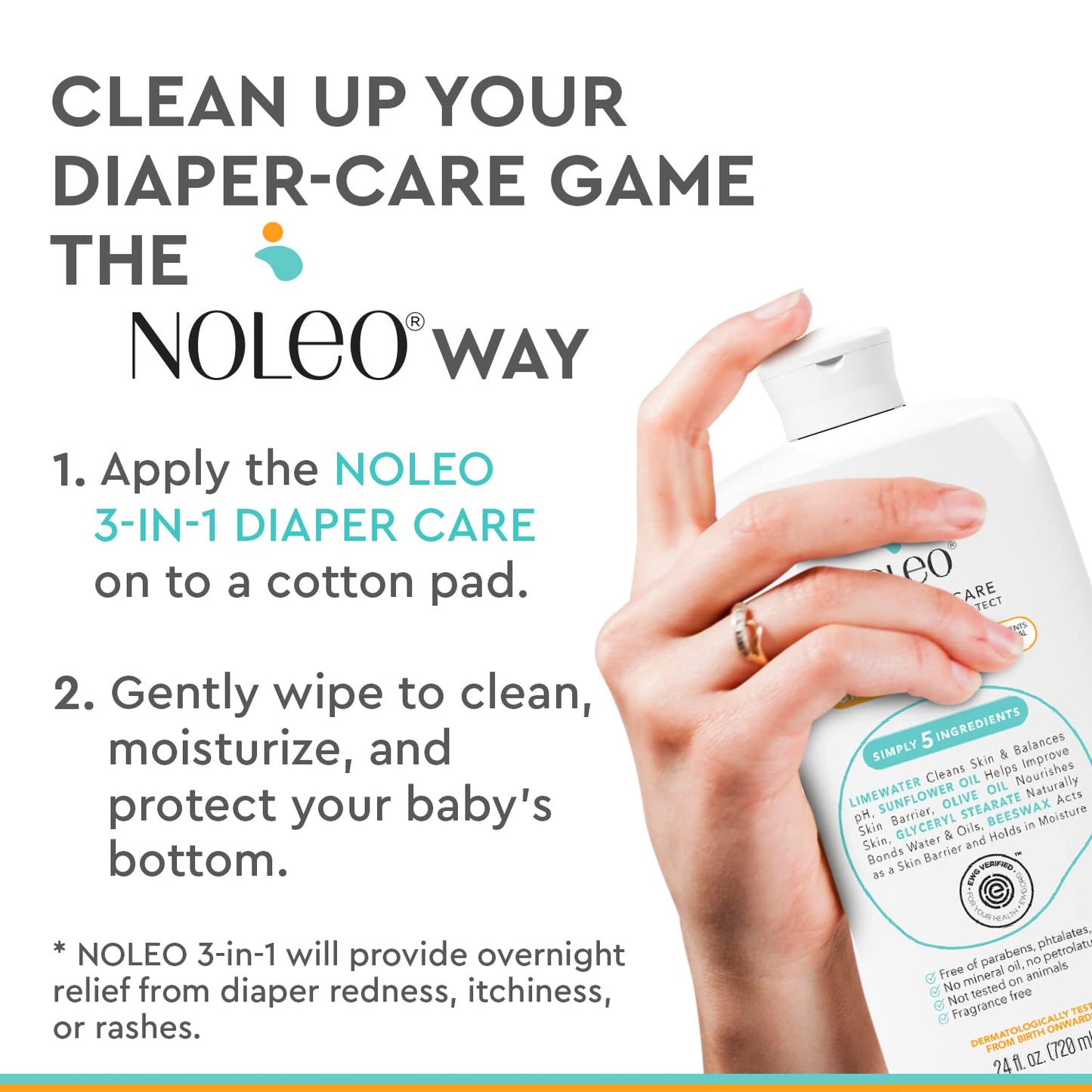 NOLEO 3-IN-1 - Diaper Rash Cream - Value Size (24 oz)