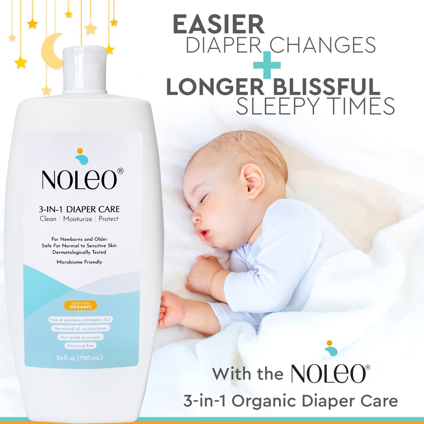 NOLEO 3-IN-1 - Diaper Rash Cream - Value Size (24 oz)