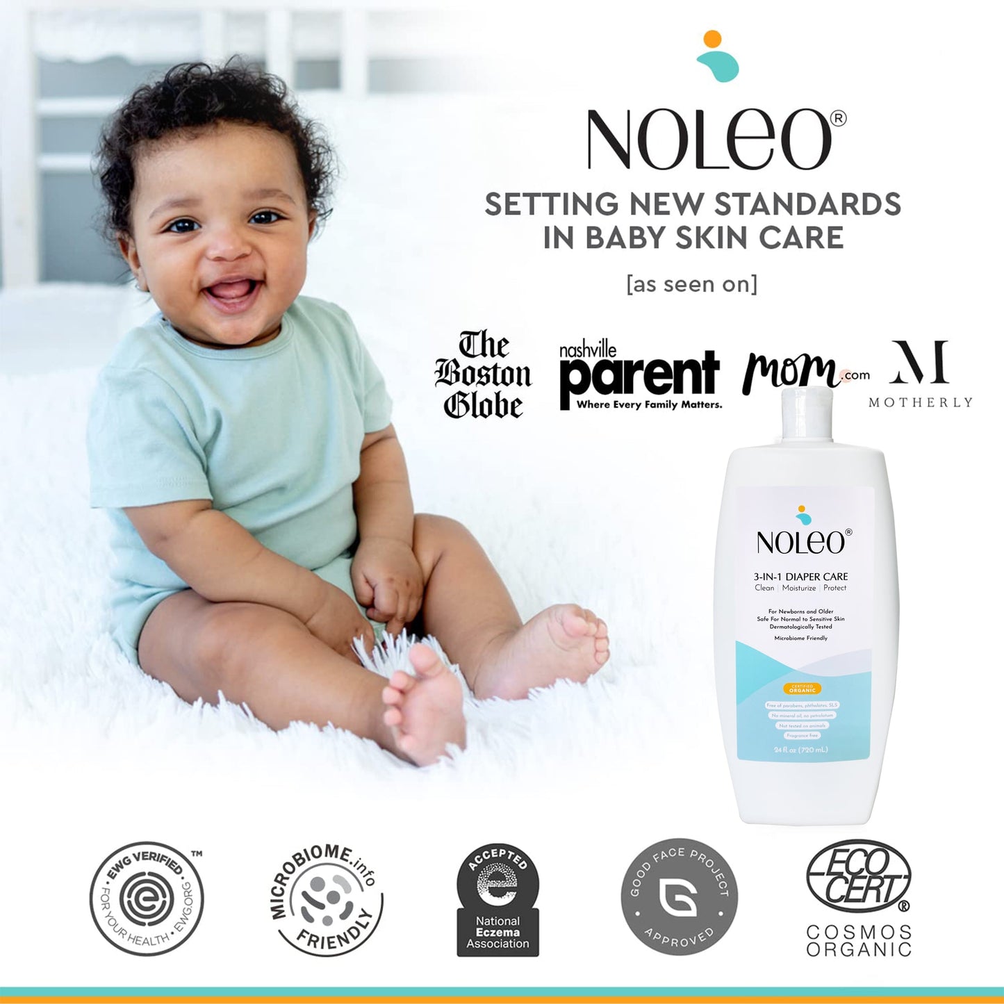 NOLEO 3-IN-1 - Diaper Rash Cream - Value Size (24 oz)
