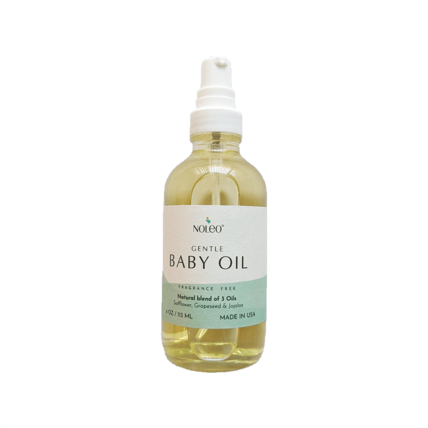 NOLEO Gentle Baby Oil – Natural Massage Oil for Babies | Soothes, Relaxes & Nourishes Delicate Skin | 4oz Glass Bottle